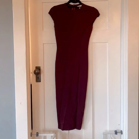 H&M | Dresses | Hm Maroon Midi Length Bodycon Dress | Poshmark